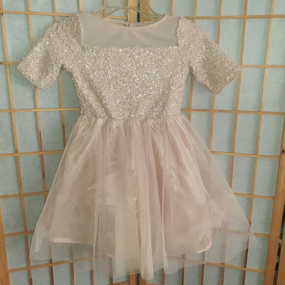 LILT DRESS ROSE GOLD PINK TULLE SHIMMER FORMAL FANCY PARTY HOLIDAY-GIRLS SIZE 8 - Picture 2 of 4